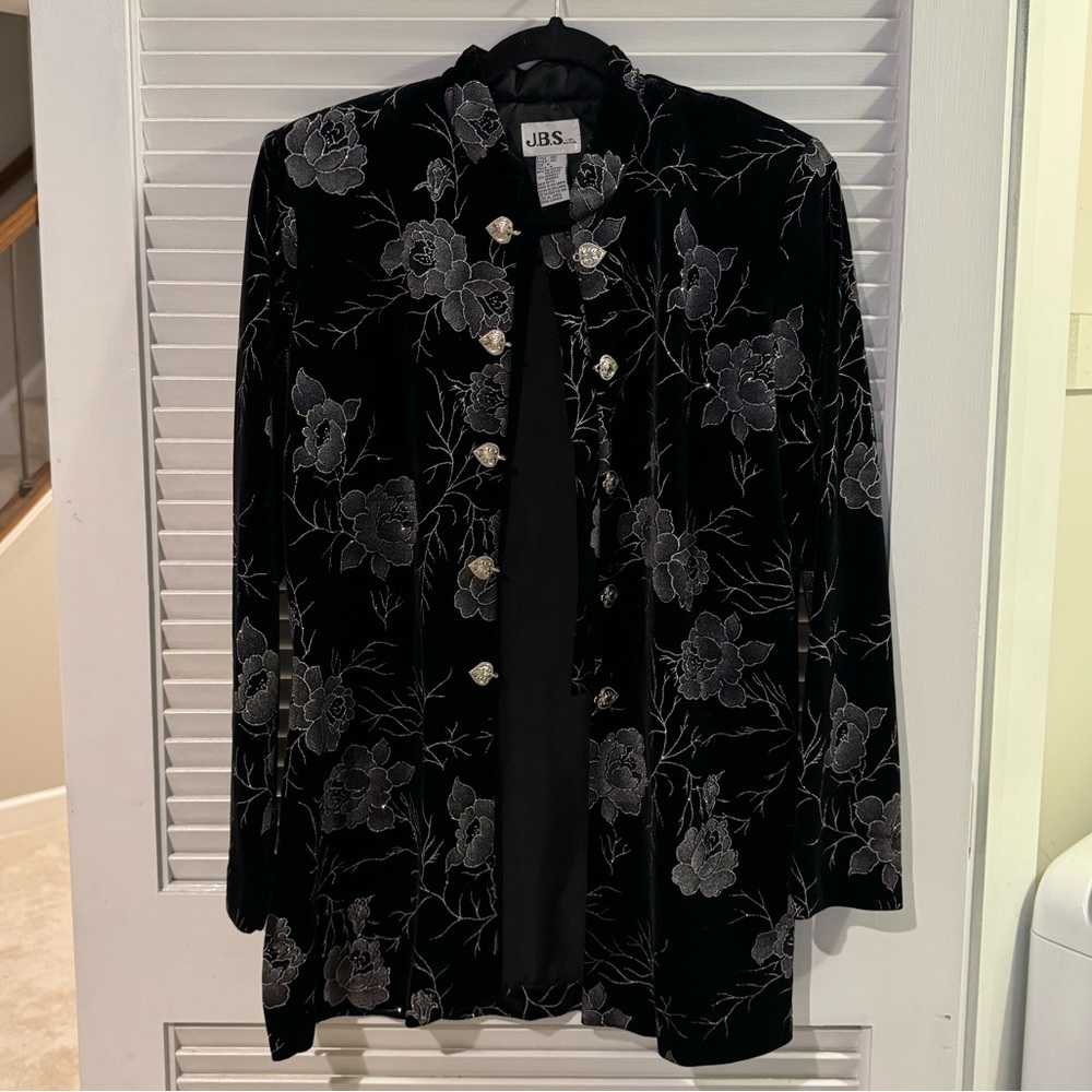 VINTAGE J.B.S LTD velvet sparkly embroidered blazer